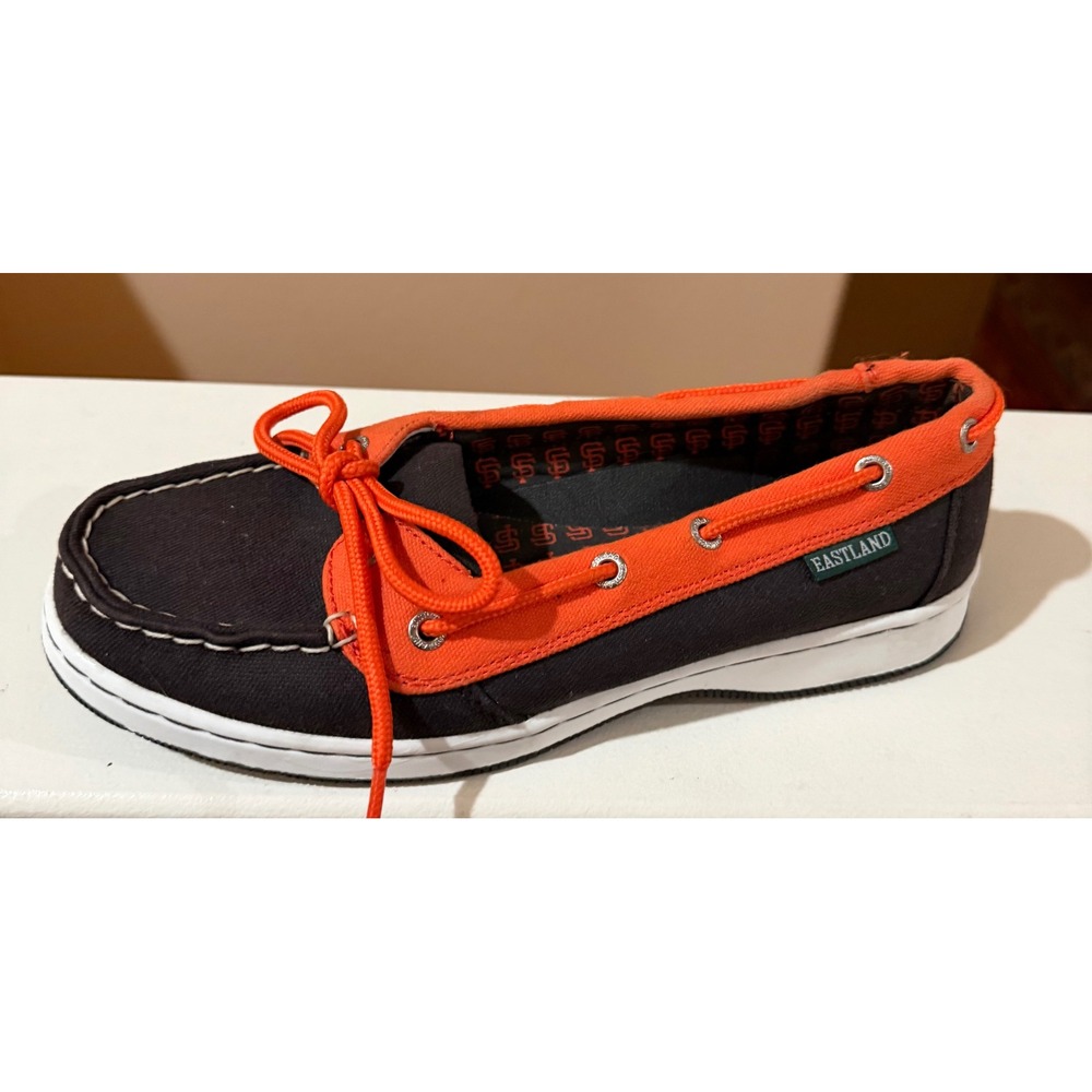 Eastland San Francisco Giants MLB Canvas Boat Shoes Women's Black Orange‎ 7. - Picture 7 of 11